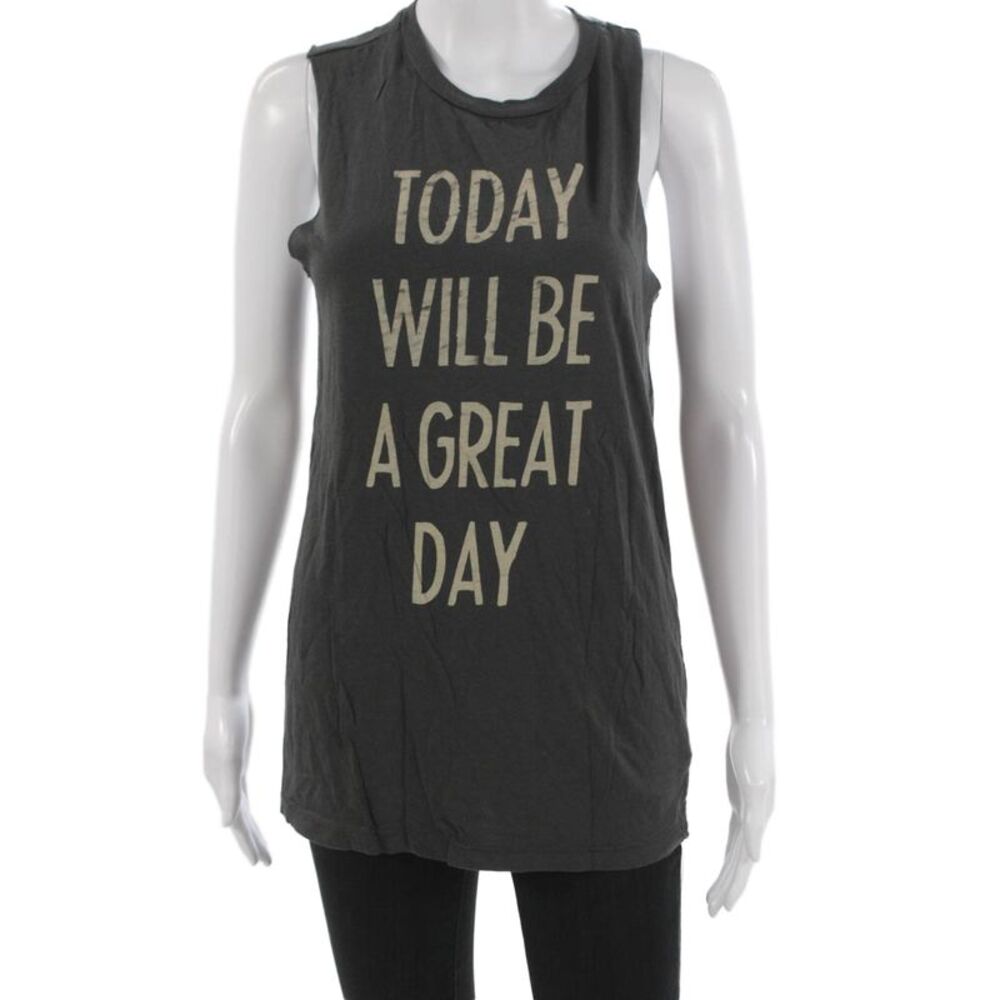 Daydreamer Women Sleeveless Tank Gray Round Neck Supima Cotton Size One Size